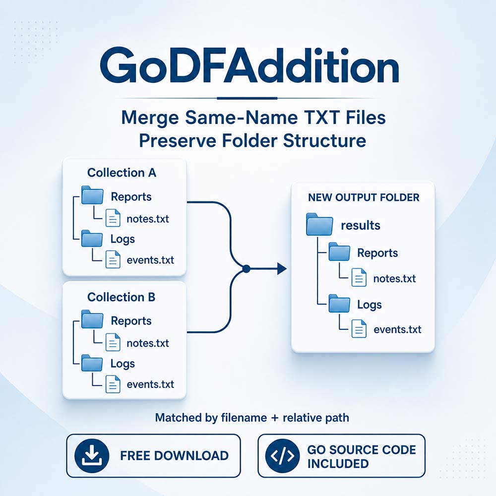 GoDFAddition - Free Same-Name TXT File Merger That Preserves Folder Structure