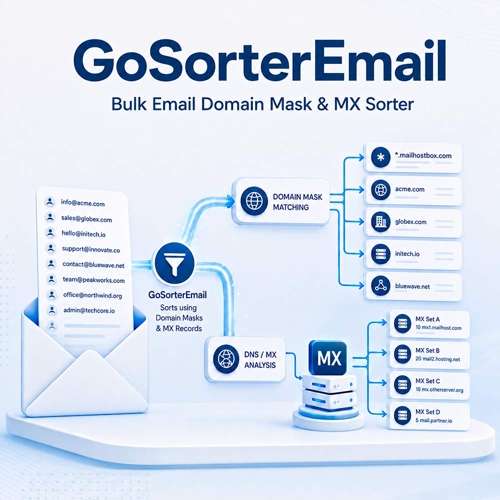 GoSorterEmail - High-Speed Bulk Email Domain & MX Sorting Software